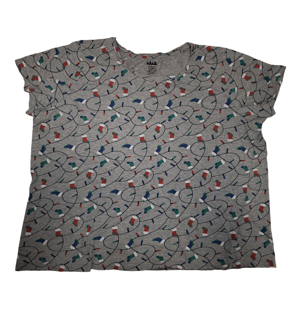 Women's 3XL Top. Christmas stocking is and light theme