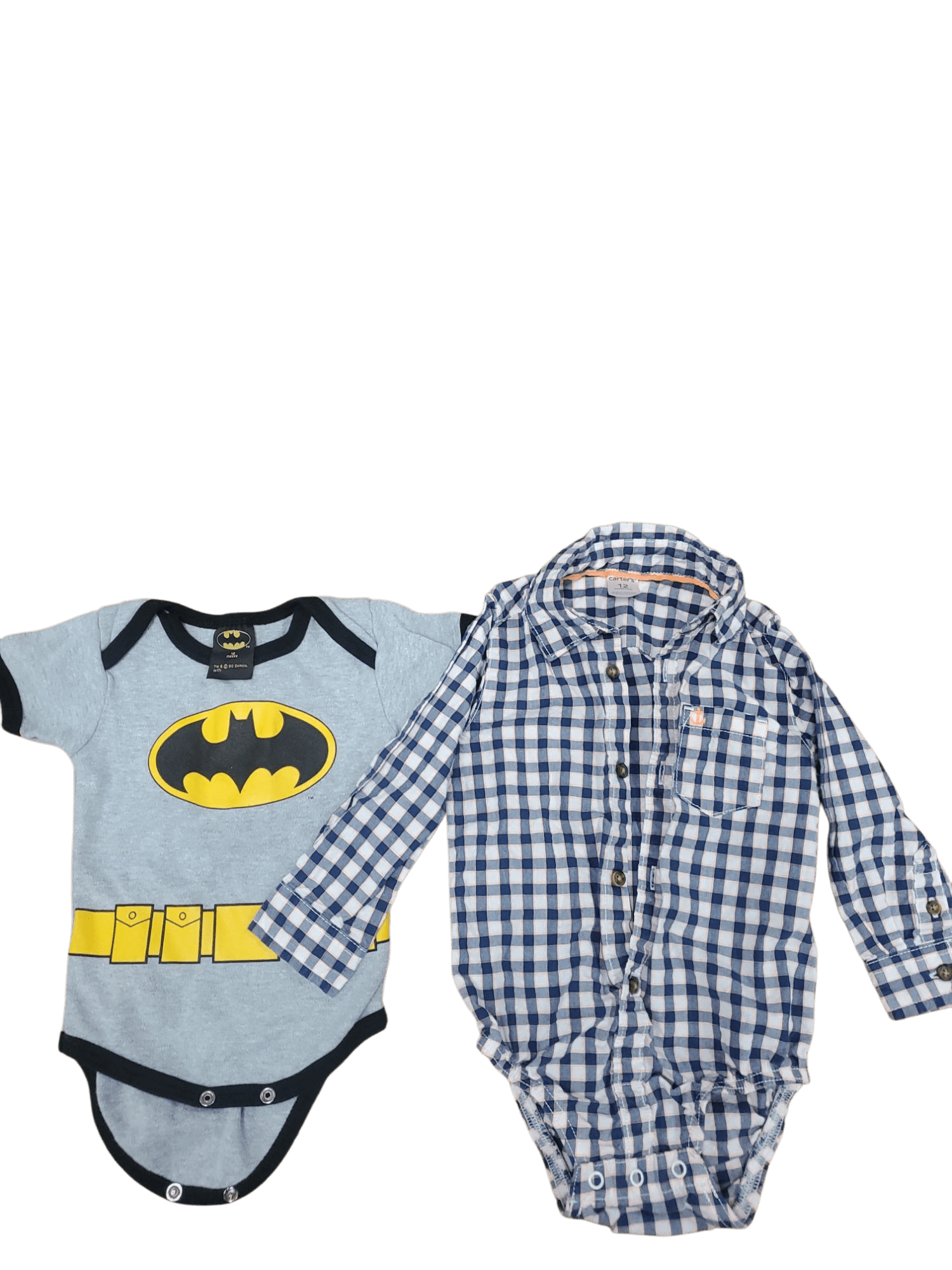 Baby Batman and Carter's diaper shirts