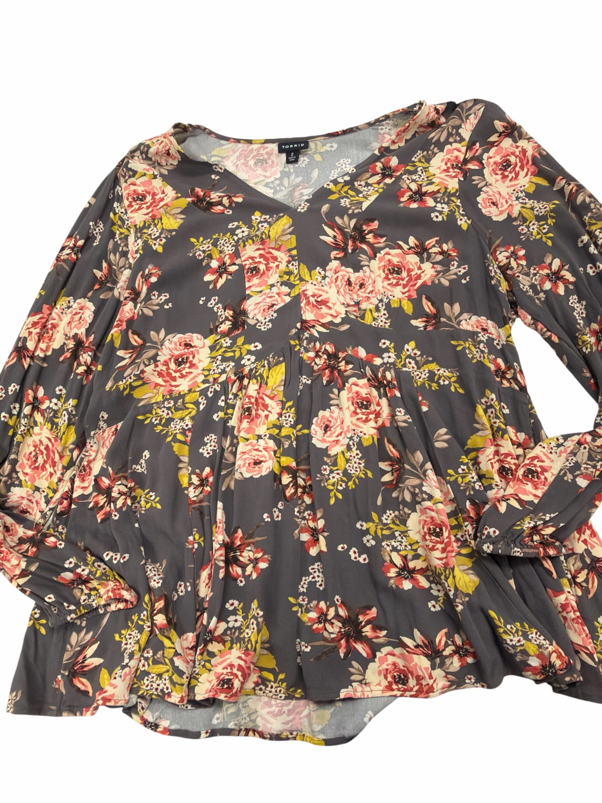 Women’s Long sleeve flower torrid  top 2X