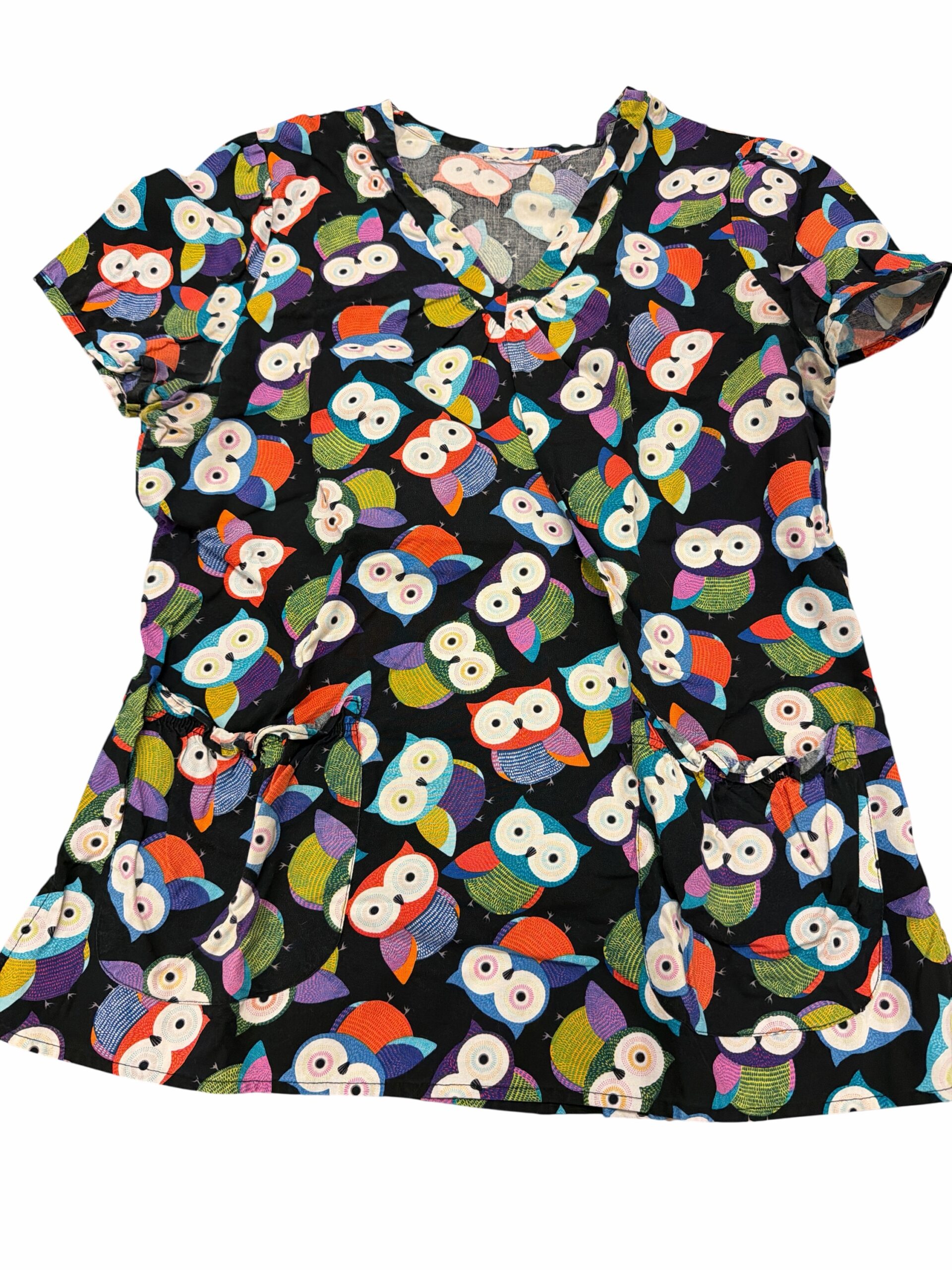 Womens Owl Scrub Top SM