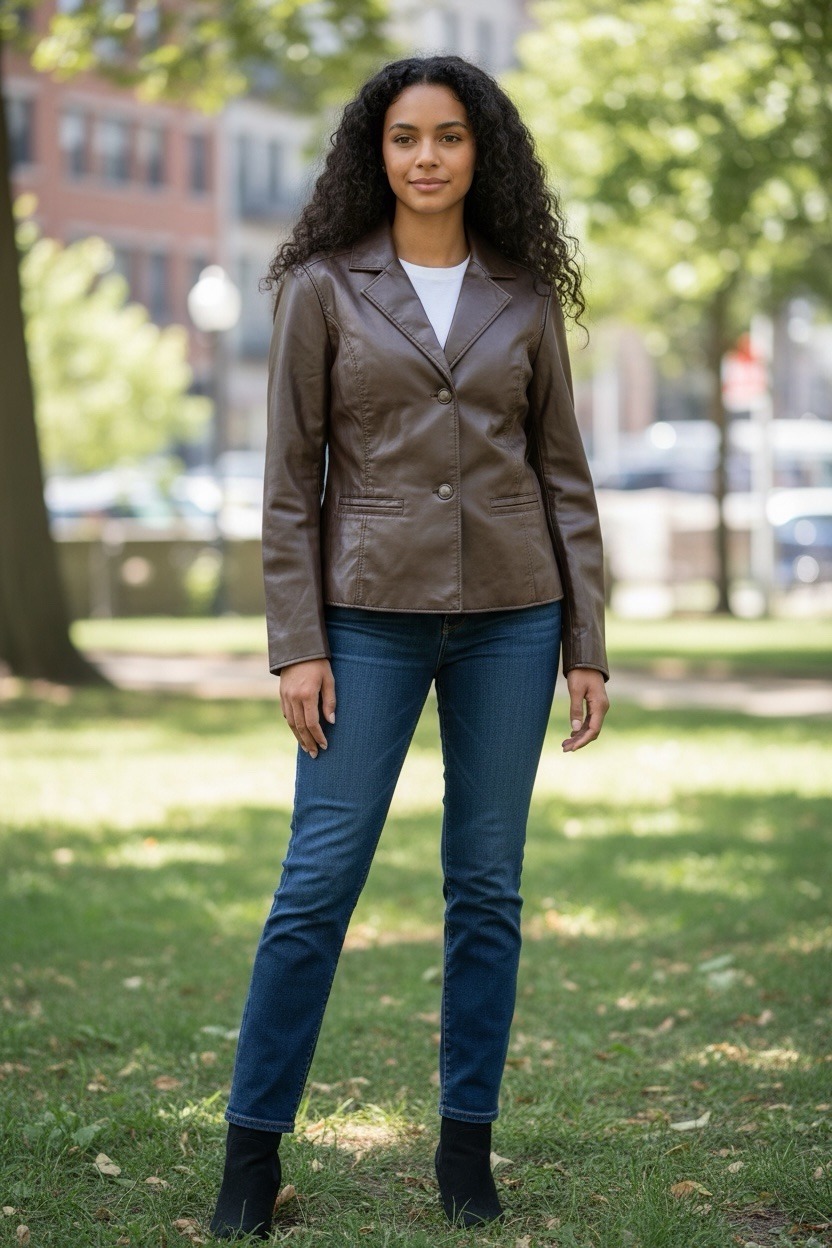 Womens MED Leather Jacket AE